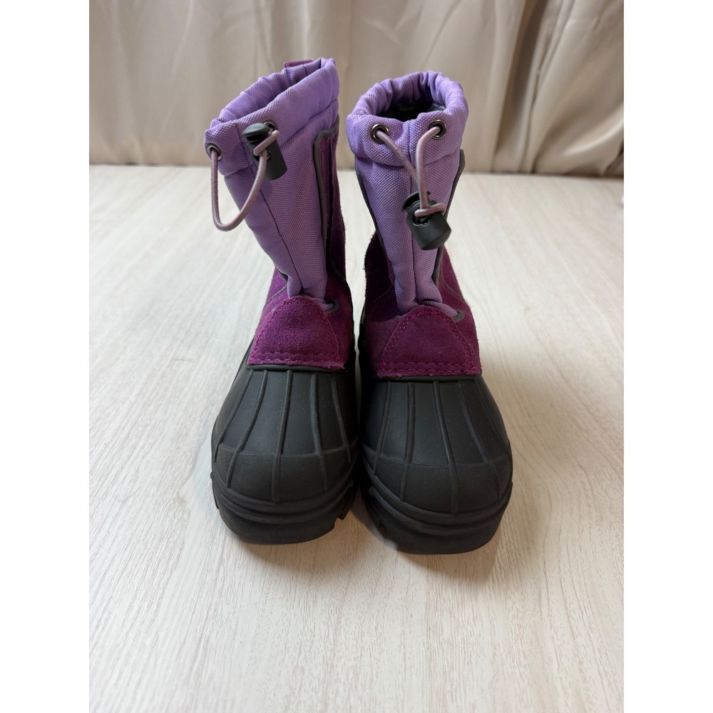 Sporto Purple Magenta Duck Snow Boots Girls Size 1 Drawstring Toggle Lug Sole